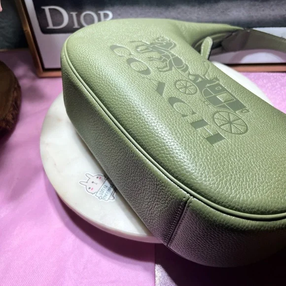 Coach Carmen Shoulder BagForest Green Leather Hobo Bag NWOT - Picture 10 of 14